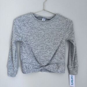 Carter's NWT New Kids Girls Softspun Twist‎ Front Ribbed Sweater Gray Size 6